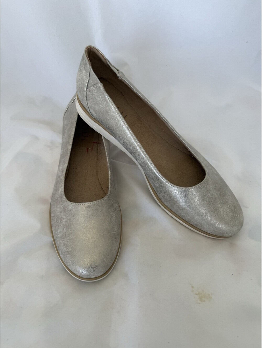 SOUL Naturalizer Women's Idea Ballet Flats Size 12 Light Gold Faux Leather EUC